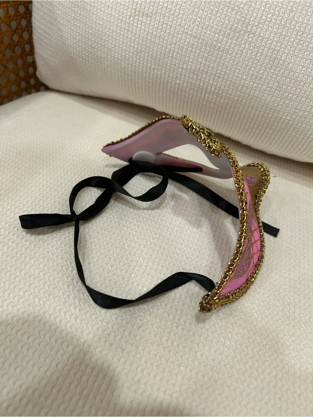 Pink and Gold Women's Masquerade Eye Mask